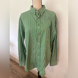 Polo Ralph Lauren classic fit green striped men’s dress shirt size extra large